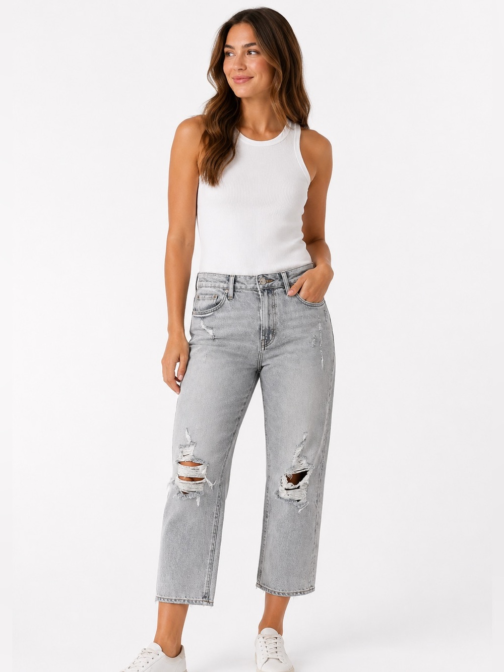 VERVET BY FLYING MONKEY Light Blue Distressed Ankle Jeans 28